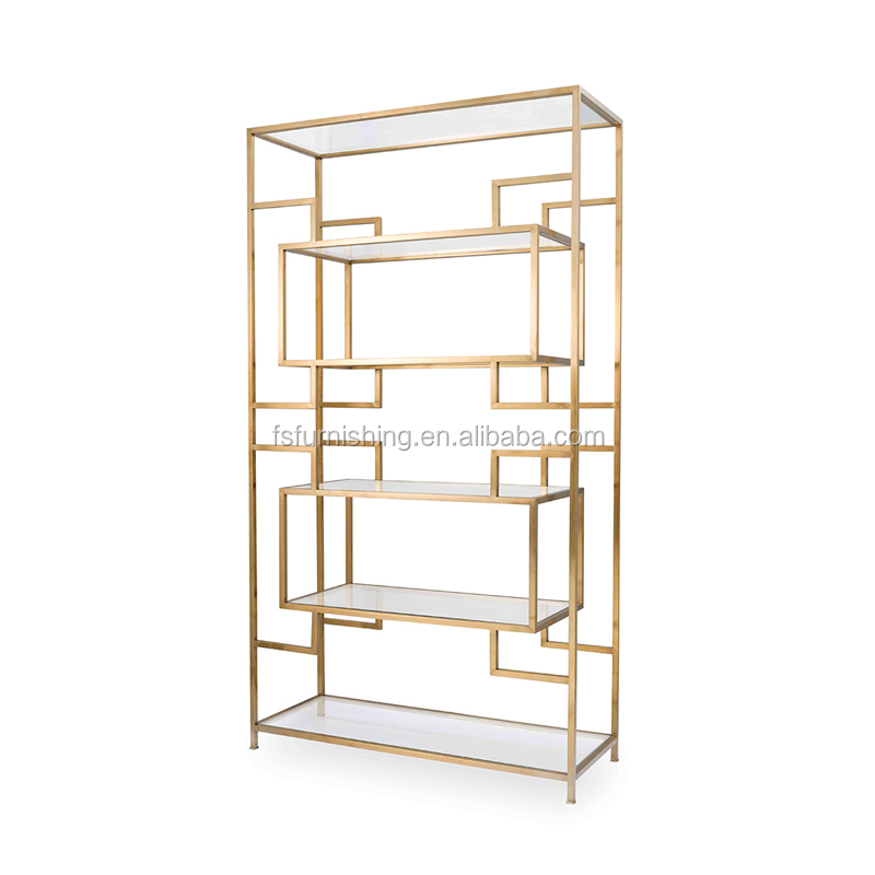 Лидер продаж, книжный шкаф PD1128, Золотая рама из нержавеющей стали, закаленное стекло, хорошая цена, bookrack