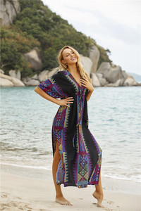 ชุดเดรสชายหาดสไตล์โบฮีเมียนลายบาติกใหม่ ลายทาง ลายตาราง ลายเสือดาว ผ้าฝ้าย 1 ชิ้น - Product Image 3