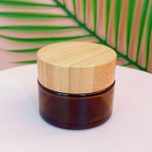 Hot Sale Luxury 5g 15g 30g 50g 100g 2oz 4oz Bamboo Cosmetic Packaging Frosted Cream <b>Glass</b> Jars with Bamboo Lid - Product Image 4