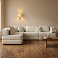 Ensemble de canapé-lit rectangulaire élégant en tissu microfibre, modulaire et convertible, pour salon, avec rembourrage en éponge, design moderne