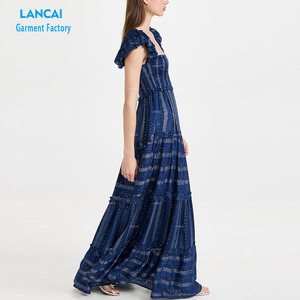 ชุดเดรสผ้าฝ้ายเนื้อหนาใส่สบาย แขนระบายแบบลำลอง ดีไซน์หรูหรา ไม่มีซับใน  สำหรับผู้หญิง - Product Image 3