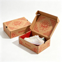 Boîte à chaussures en carton ondulé, emballage direct usine, avec logo personnalisé, impression dorée UV, boîtes pliables