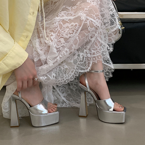 Zapatos de Mujer a la Moda 2025, Nuevas Sandalias con Punta Cuadrada, Abiertas, con Tacón Grueso, Zapatos de Vestir para Fiesta, de Cuero - Product Image 3