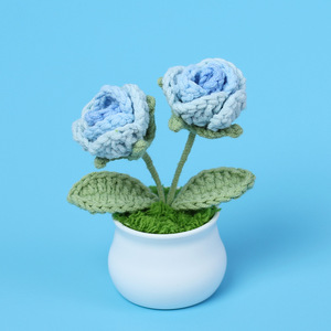 Fleurs artificielles en tricot fait main, fleurs simulées colorées Mudan, décoration de la maison, fleurs éternelles pour femmes - Product Image 5