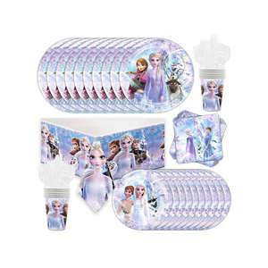 Suministros de fiesta de cumpleaños de princesa Frozen, decoraciones para fiestas temáticas para niñas, vajilla desechable para fiestas, sirve para 10 invitados K2046 - Product Image 1