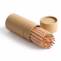 24 mini crayons de couleur en bois naturel, hexagonaux, à mine lisse, non toxiques, tube écologique en kraft, ensemble de coloriage artistique pour enfants, cadeau, vente en gros, OEM