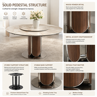 Table à manger ronde contemporaine avec plateau central rotatif, base en bois sur piétement, pour mobilier de luxe pour la maison et les restaurants, fournisseur OEM