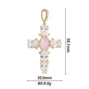 Cross Zircon Pendant Charms Copper Alloy Bezel Setting DIY Jewelry Accessories Necklace Fashion Pendants - Product Image 2