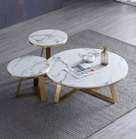 Tables basses rondes nordiques en marbre blanc, table d'angle créative en métal doré et noir pour canapé, petite table basse d'appoint pour canapé
