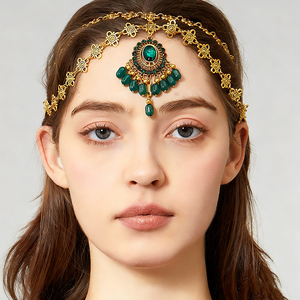Vintage Indian Matha Patti Head Chain Bollywood Traditional Bridal Hair Jewelry Set Imitation Pearl Tassel Maang <strong>Tikka</strong> for Women - Product Image 3