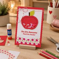Kit de fabrication de cartes de remerciement DIY pour enseignants, jouet artisanal pour enfants : carte à secouer en forme de pomme, cadeau de reconnaissance pour les enseignants