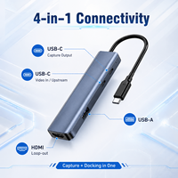 Hub de Captura de Video USB C 4 en 1, 1080P 60Hz HDMI Loopout MS2131, Estación de Carga Rápida PD de 100W para Switch, Live y PC