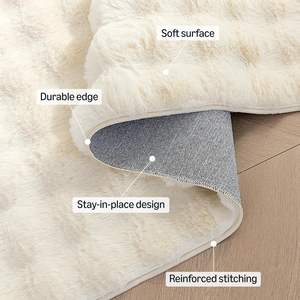 <span class=keywords><strong>Tapis</strong></span> de salon en fourrure blanche à poils hauts et bas, design personnalisé, fabriqué à la machine, lavable, <span class=keywords><strong>tapis</strong></span> en fausse fourrure de lapin doux pour chambre d'enfant - Product Image 2