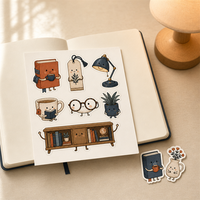 Autocollants découpés Little Bookshop - Pack d'autocollants décoratifs Kawaii personnalisés pour lecture confortable DIY