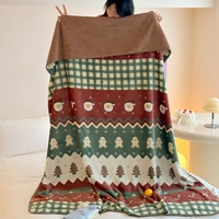 Couverture de Noël en gros, couverture double face en velours de lait et sherpa, motif sapin de Noël, douce et chaude, décoration intérieure pour lit