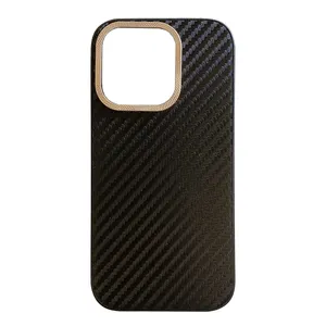 Acrylic Carbon Fiber Textured Mobile Phone Cases For Apple Iphones 15 14 13 Pro Max Protective Cell Phone Case Matte Shell