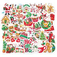 Autocollants de Noël holographiques laser imperméables, autocollants décoratifs pour cadeaux de fête pour enfants avec motifs Père Noël, bonhomme de neige, rennes