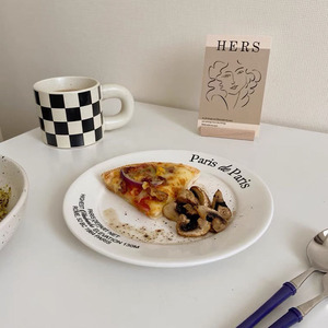 Solhui ins-plato de postre de cerámica con letras coreanas de París, vajilla creativa de comida para desayuno - Product Image 5