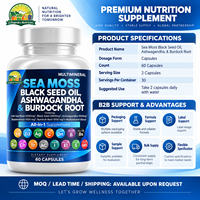 OEM 500mg/1000mg Shilajit Sea Moss Bladderwrack Capsules Black Seed Oil Ashwagandha Complément Herbal Naturel pour Adultes