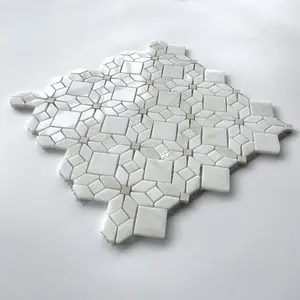 Azulejos de mosaico de mármol esmaltado Kewent Foshan Premium Waterjet Flower