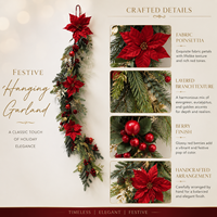 Guirlande de Noël suspendue en PE, décorations florales artificielles avec baies, décoration festive pour porte et mur