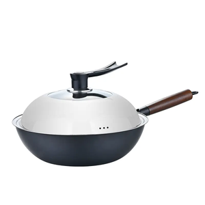 Hogar redondo hierro Wok luz humo sin recubrimiento antiadherente sartén estufa <span class=keywords><strong>de</strong></span> gas uso especial - Product Image 1
