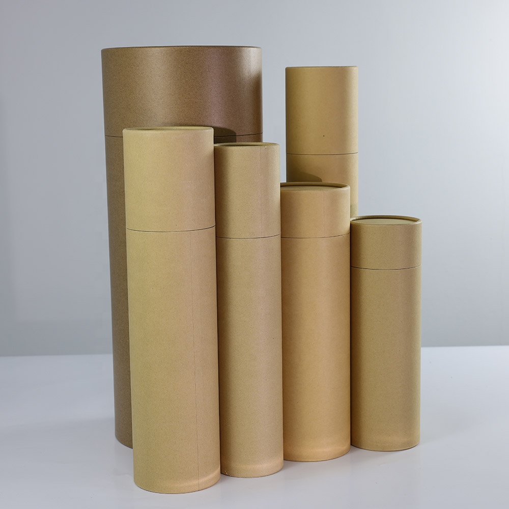 Custom Strong Kraft Cardboard Paper Tube and 100% Recycled Custom Paper Tube Packaging with Lid