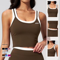 Nieuw tweedelig splitvest met kleurcontrast, naakt gevoel, sportbeha, bovenkleding, hardloop-, yoga- en fitnesstop voor dames