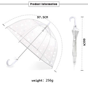 Parapluie pour enfants clair et transparent avec poignée facile à saisir Parapluie dôme à bulles coupe-vent pour enfants garçons - Product Image 2