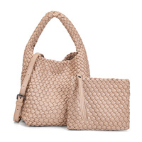 Handgemaakte geweven schoudertassen voor dames, schattige hobo-tote handtas, mini clutch portemonnee met magneetsluiting, crossbody telefoon tas