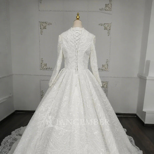 Vestidos de Novia Musulmanes Civiles ANY42 de Manga Larga con Cordones, Apliques de Cristal y Pedrería, Largos hasta el Suelo - Product Image 6