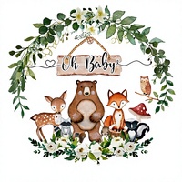Assiettes en papier jetables à motif animalier forestier, thème forêt, 7 pouces, fournitures pour fête d'accueil de bébé pour enfants