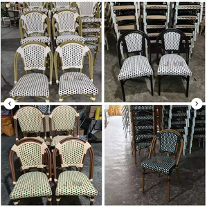 Mesas y Sillas de Mimbre de Aluminio Ligeras para Exteriores, Estilo <span class=keywords><strong>Bistro</strong></span> Parisino, Resistentes a la Intemperie, para Cafeterías y Restaurantes - Product Image 6