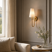 Applique Murale LED Dorée de Luxe Moderne, Style Nordique, Bras Courbé en U, Abat-jour en Tissu pour Chambre à Coucher, Chevet, Hôtel, Chambre d'Hôtes, Villa