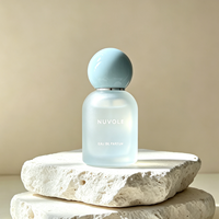 Flacon de parfum de haute qualité bleu 30ML, flacons de parfum vides en verre rose, flacon de parfum rond vert jaune en verre avec couvercle