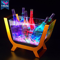 2025 coloré étanche métal acrylique LED seau à glace barre discothèque éclairer Champagne whisky bière seau barres soirée