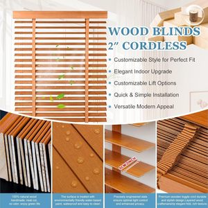 Usine en gros tailles personnalisées stores en tilleul télécommande ou Tuya APP contrôle électrique bois store vénitien - Product Image 3