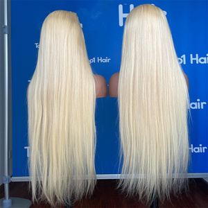Perruques de cheveux humains brésiliennes ondulées 100 % naturelles vietnamiennes blondes couleur 613 de 30 pouces, avec dentelle frontale HD, double épaisseur, fournisseur - Product Image 5