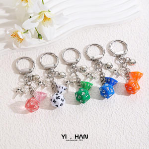 Porte-clés en métal à 20 faces de style coréen, pendentif double étoile, accessoires pour sacs de femmes ou pour lettres d'amour - Product Image 2