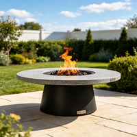 Table de foyer extérieure moderne multifonction pour patio, cour et jardin, idéale pour les repas et le maintien au chaud