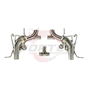 Tuyau d'échappement haute performance en acier inoxydable Vortex pour Ferrari 458 Spider avec silencieux latéraux doubles et embouts de sortie centraux à 3 tuyaux - Product Image 2