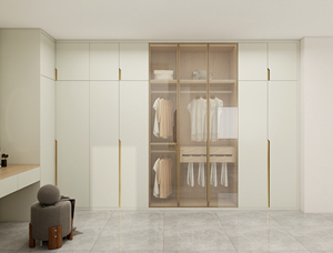 <span class=keywords><strong>Armario</strong></span> Moderno <span class=keywords><strong>Blanco</strong></span> Personalizado para Dormitorio con <span class=keywords><strong>Puerta</strong></span> de Vidrio y LED - Product Image 1