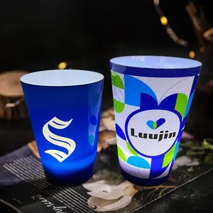 Customs Logo Led Glowing Drink Cups Plastic Luminous LED Flash Light Up Drinking Glasses for Bar Nightclub Party Supplies