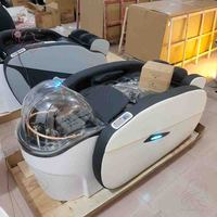 Fauteuil de lavage de cheveux pour salon de coiffure avec lumière LED, massage électrique et thérapie capillaire intégrée