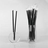 Vente en gros paille en plastique PP noire mince de 9 pouces emballée individuellement en vrac-paille à jus jetable de 7mm de diamètre