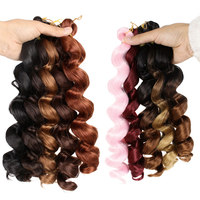 Cheveux synthétiques en fibre haute température de 12 pouces, boucles lâches en spirale à la française, couleur unie, pour tressage, trame simple, 75g, vente en gros