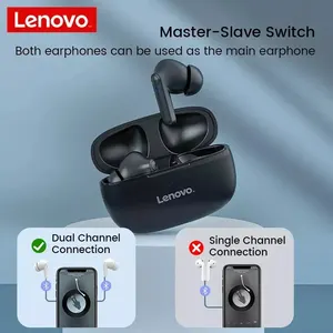 Lenovo HT05 Earphone Bluetooth, headphone nirkabel peredam bising kualitas suara tinggi