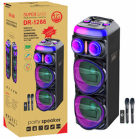 Speaker Portabel Nirkabel BT Karaoke Party DJ Aktif Hifi Sound DR-1266 Trolley 12 Inch dengan Tweeter Bass Super Kuat
