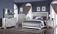 Mobilier de Chambre Américain Dernier Cri, Lit avec Miroir Taille King, Ensemble de Chambre à Coucher Miroitée pour la Maison