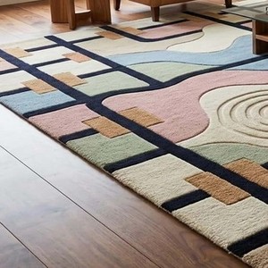 Alfombra Moderna a Cuadros y Rayas, Tejida a Mano, Colorida, Geométrica, de Lana, para Sala de Estar, Alfombra Suave y Afelpada, Decorativa, para el Hogar - Product Image 6